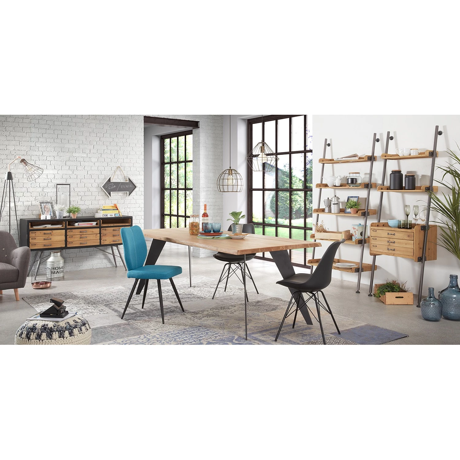 Ars manufacti Étagère Calafell I - Sapin massif / Fer - Sapin / Noir – Image 2