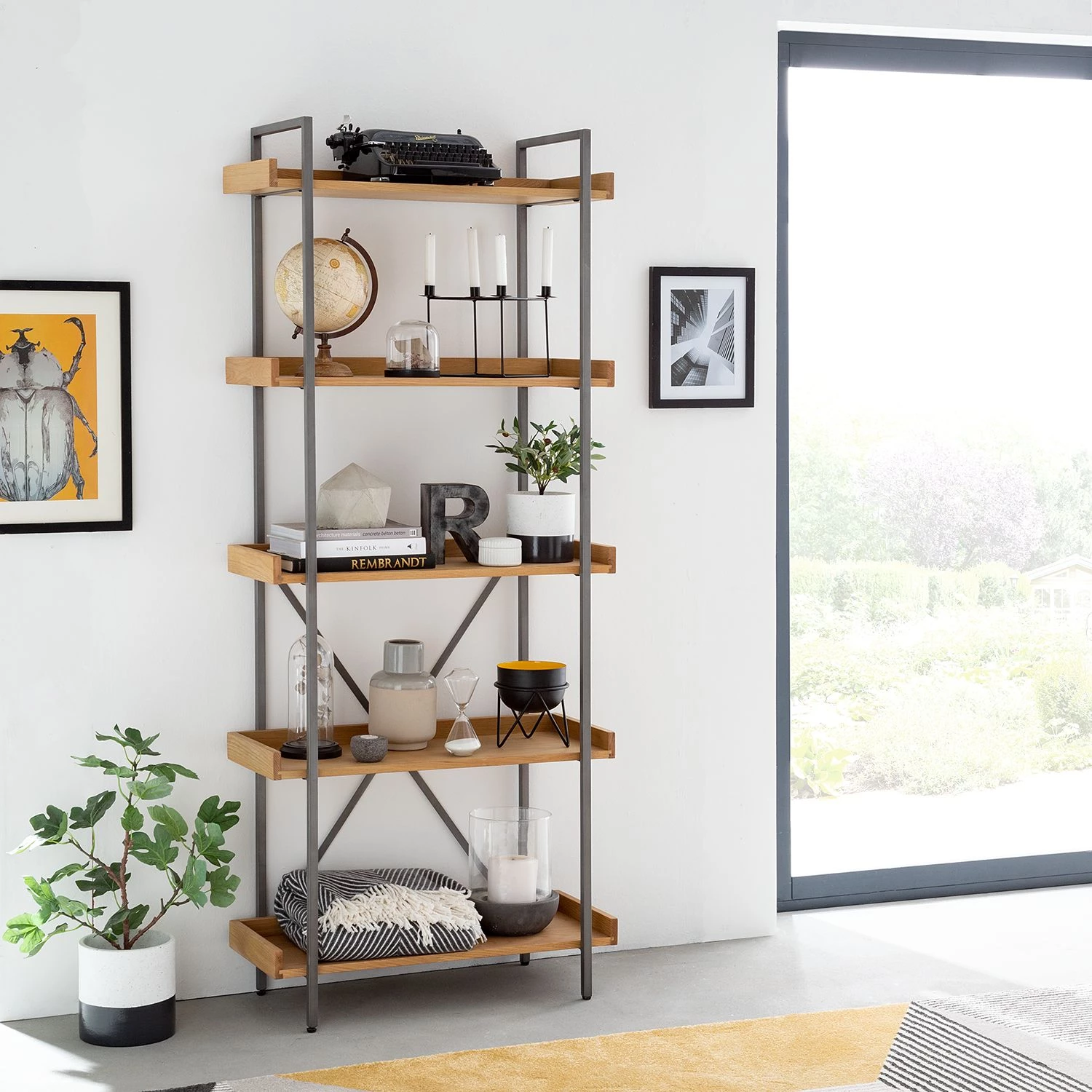 Ars manufacti Bibliothèque Dharai I - Placage en bois véritable / Métal - Chêne / Argenté – Image 2