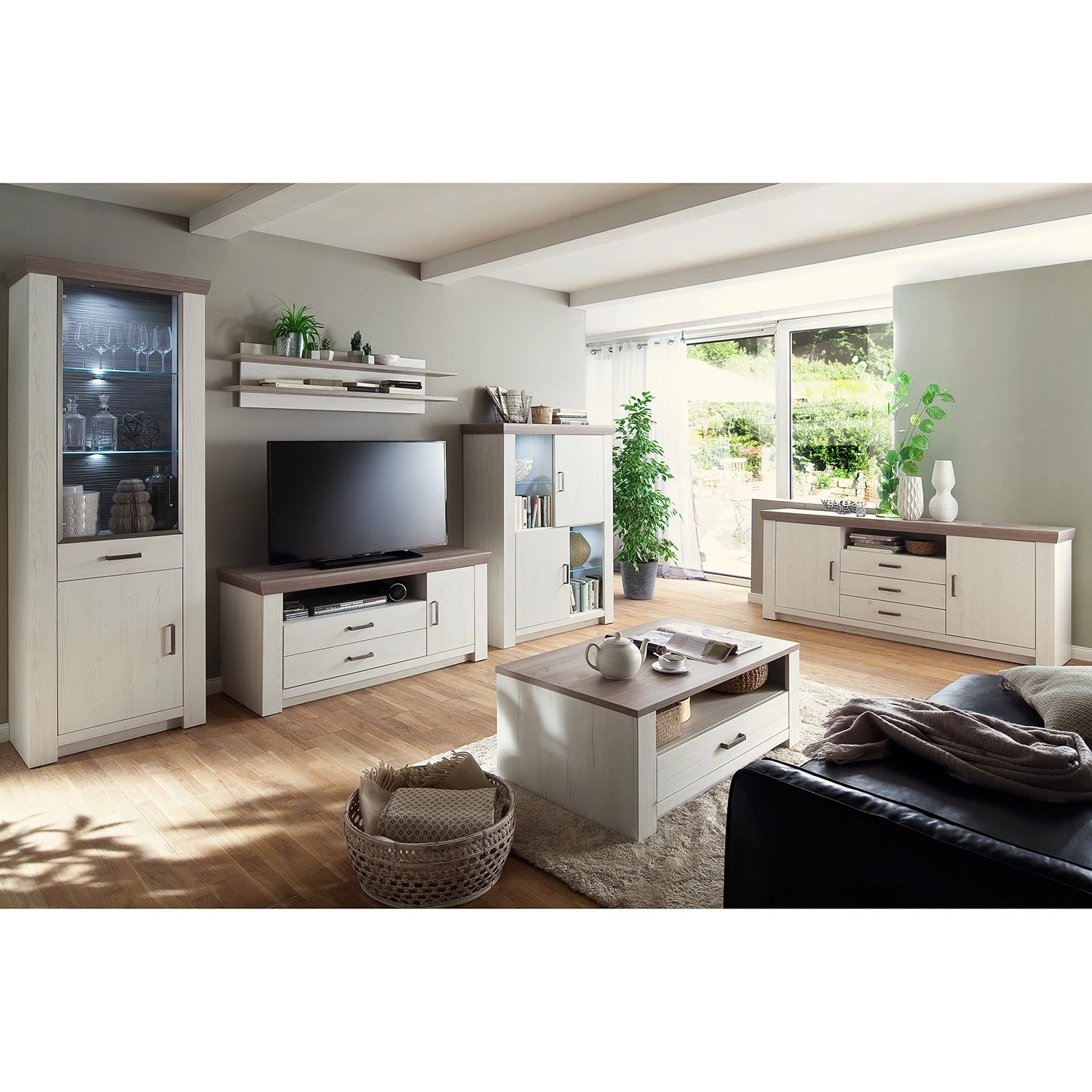 Ridgevalley Étagère murale - Imitation pin Aurélio / Imitation chêne Nelson – Image 2