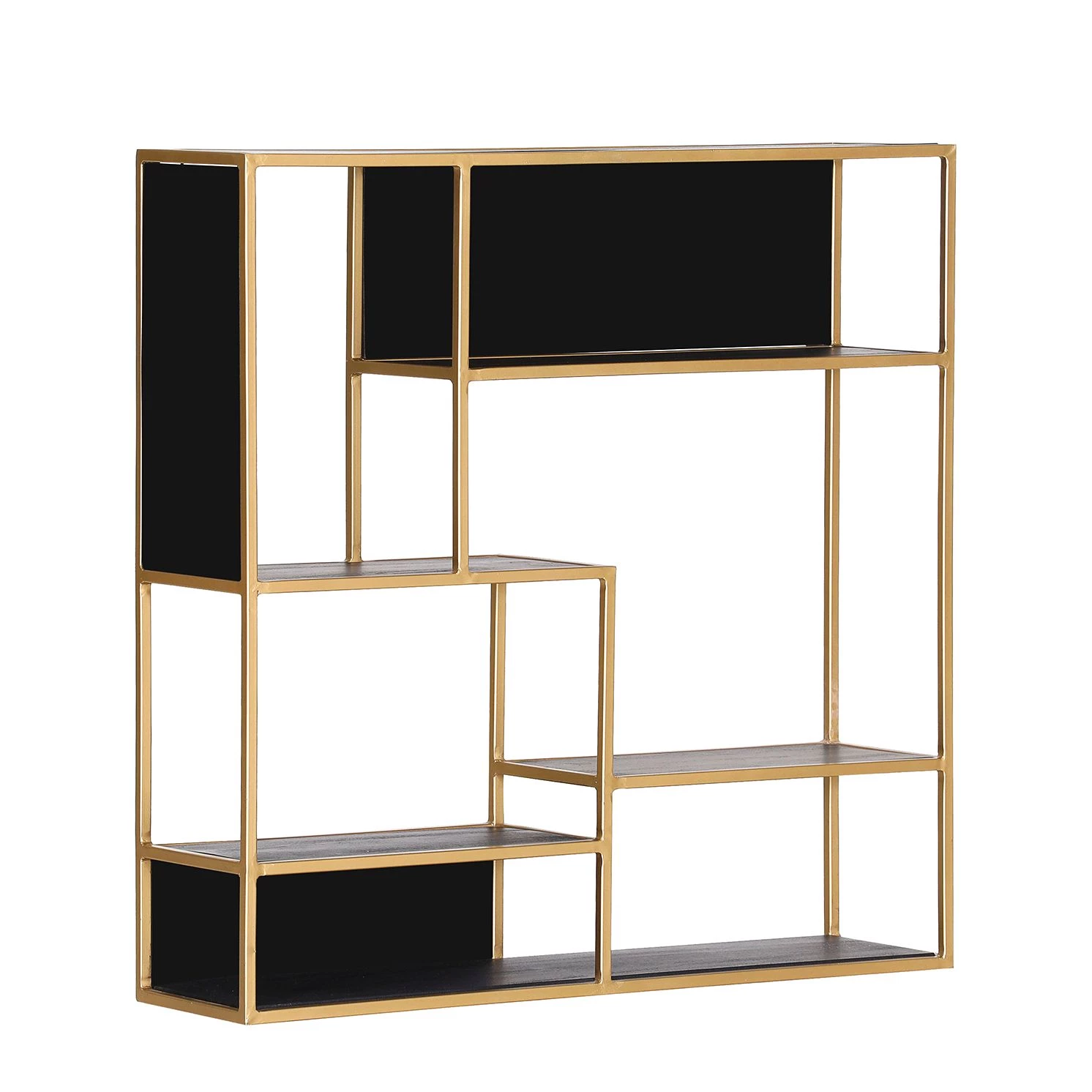 Jack & Alice Étagère Harbin I - Acacia massif - Acacia noir / Doré