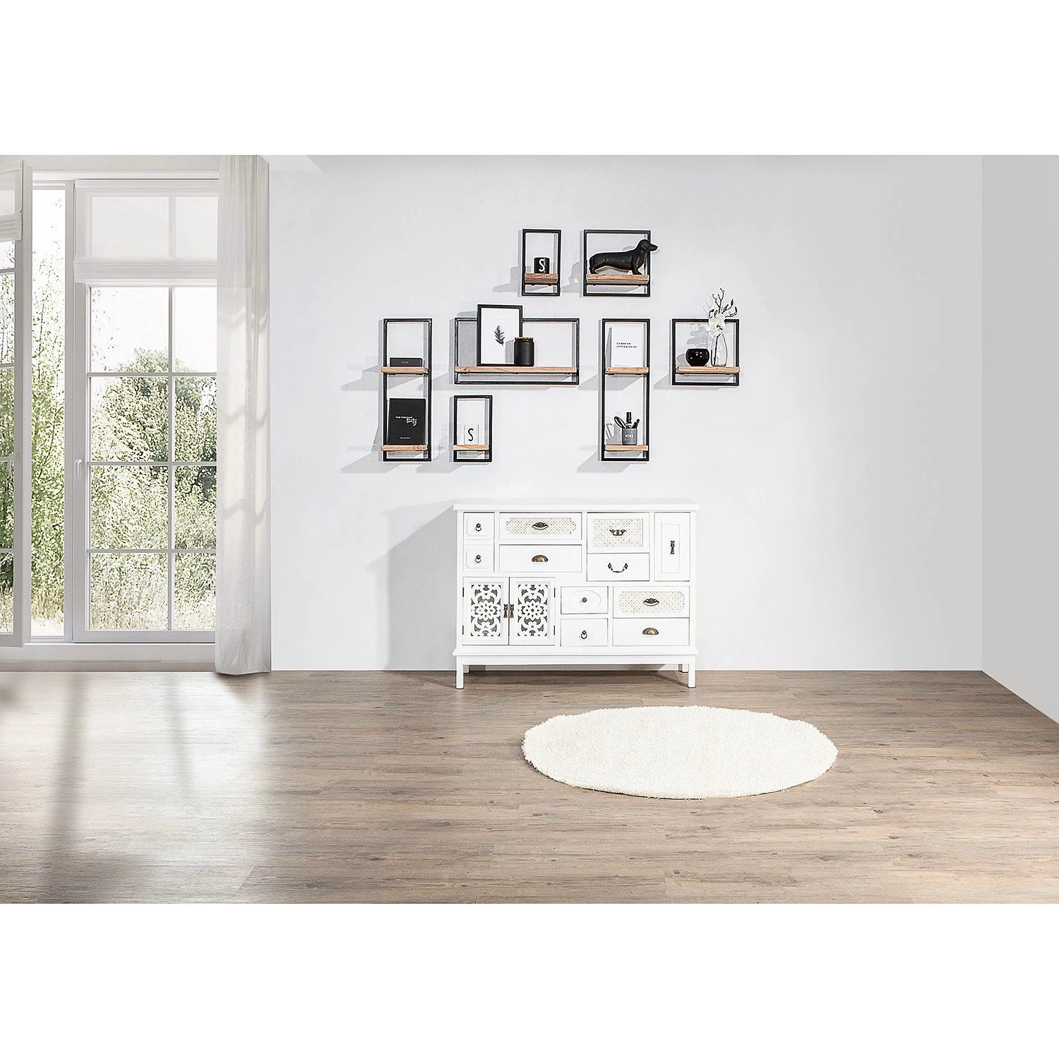 Red Living Étagère Mello III - Acacia massif - Acacia naturel / Noir - Largeur : 35 cm – Image 2