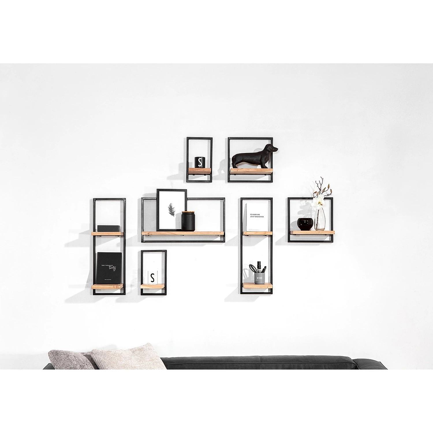 Red Living Étagère Mello III - Acacia massif - Acacia naturel / Noir - Largeur : 35 cm – Image 4