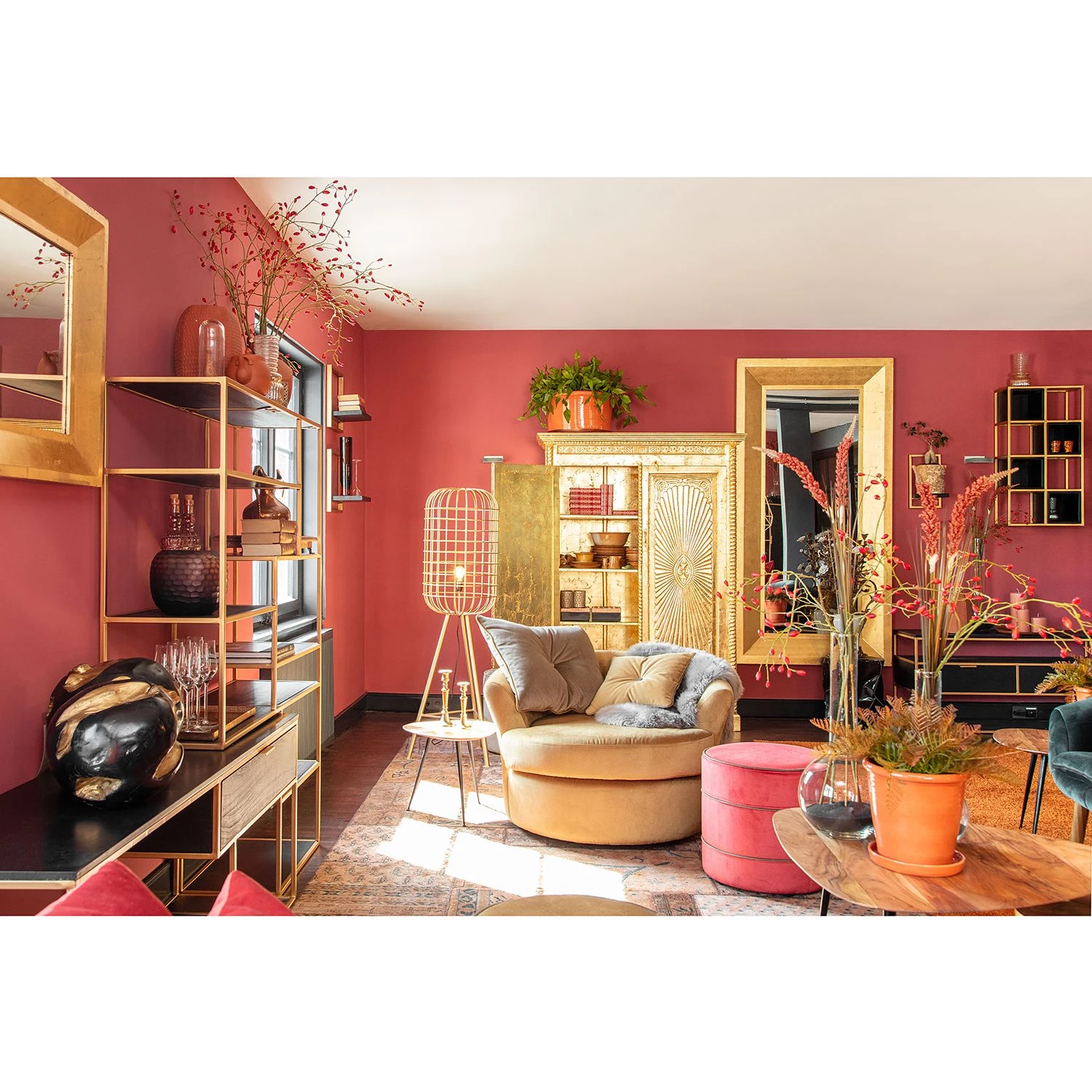 Jack & Alice Étagère Harbin V - Acacia massif - Acacia noir / Doré - Largeur : 45 cm – Image 2