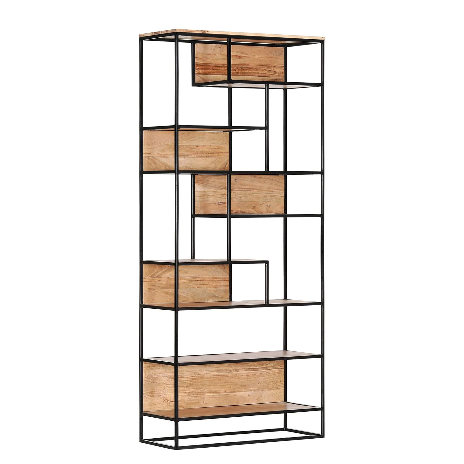 Red Living Étagère Mello - Acacia massif - Acacia naturel / Noir