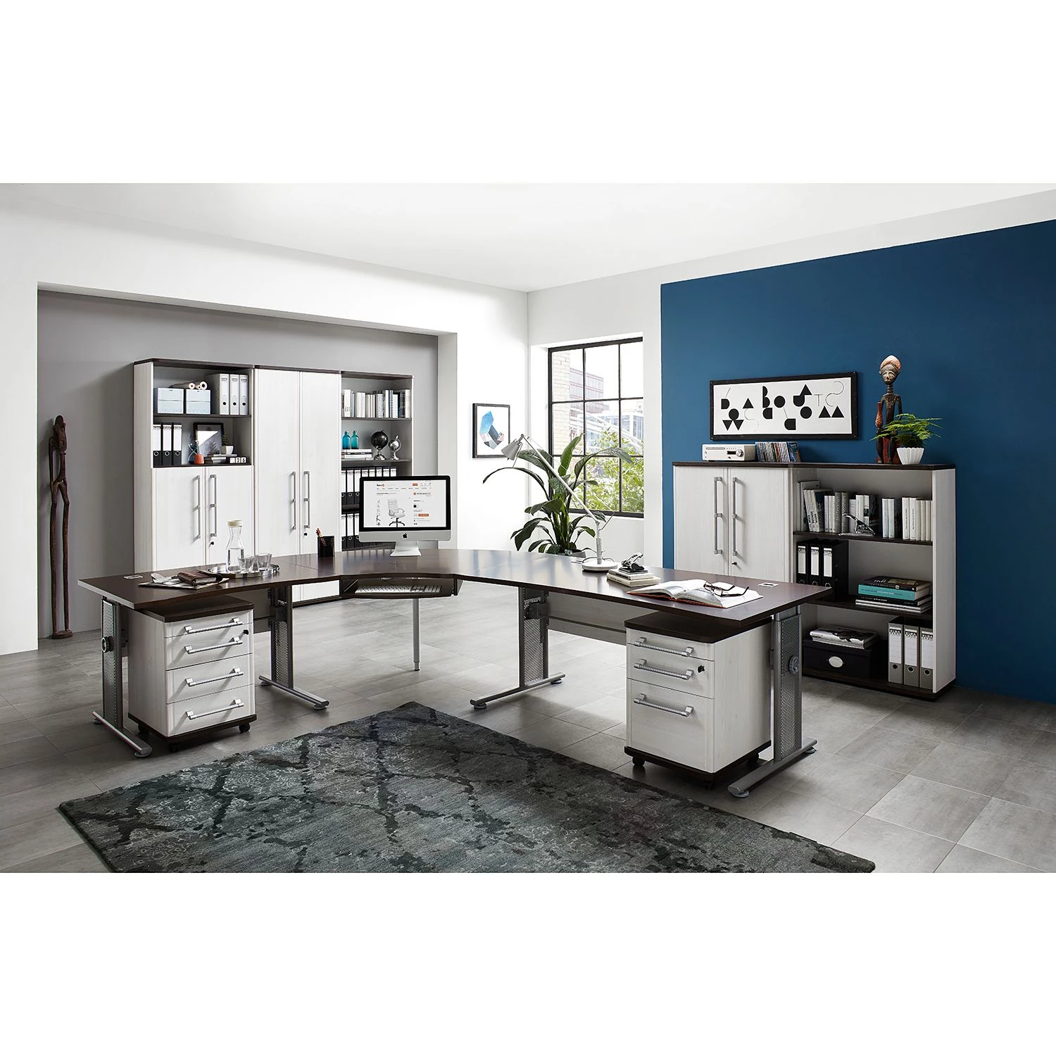 Germania Étagère de bureau Avero II - Imitation mélèze blanc / Imitation chêne Havanna – Image 2