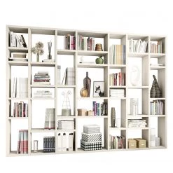 Loftscape Bibliothèque Emporior IV - Blanc crème - Largeur : 295 cm