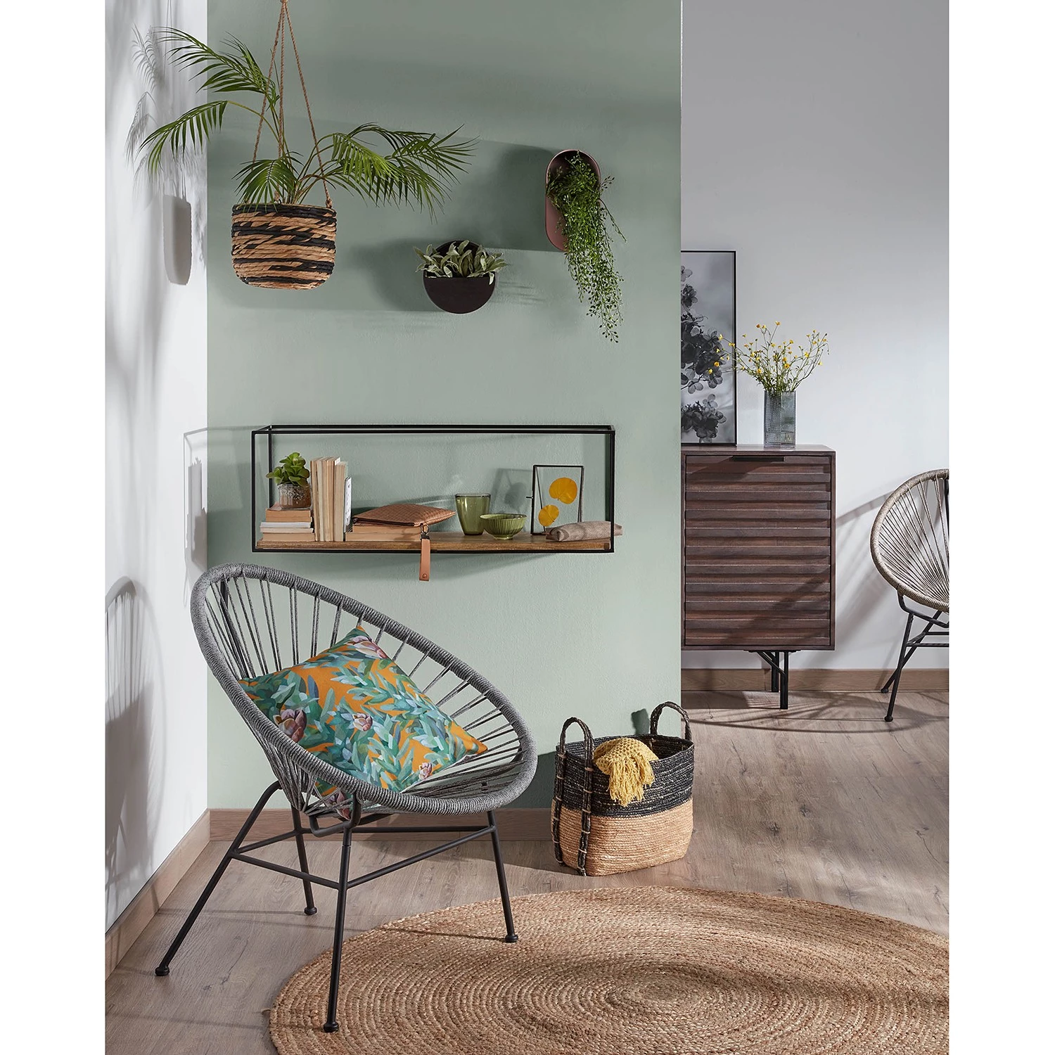 Norrwood Étagère murale Silop - Manguier massif / Métal - Manguier / Noir – Image 3