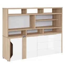 Maja Möbel Étagère de bureau eDJUST - Blanc brillant / Imitation chêne de Sonoma - Tiroir à droite