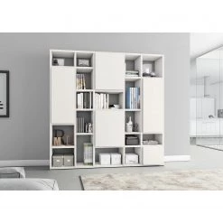 Loftscape Bibliothèque Emporior VII - Blanc crème - Largeur : 224 cm