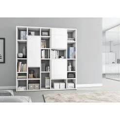 Loftscape Bibliothèque Emporior VII - Blanc brillant - Largeur : 214 cm