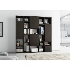 Loftscape Bibliothèque Emporior VII - Imitation chêne marron-noir - Largeur : 224 cm