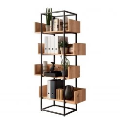 GWINNER Étagère Style I - Placage en bois véritable / Métal - Chêne / Anthracite