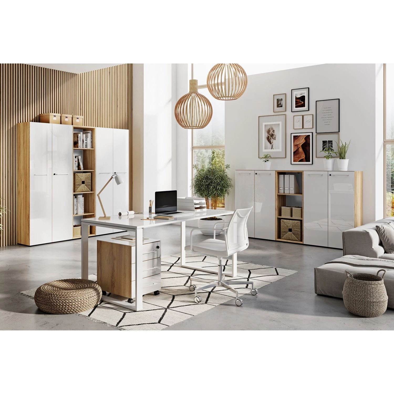 Germania Étagère Monteria - Verre - Blanc / Imitation chêne de Navarre – Image 2