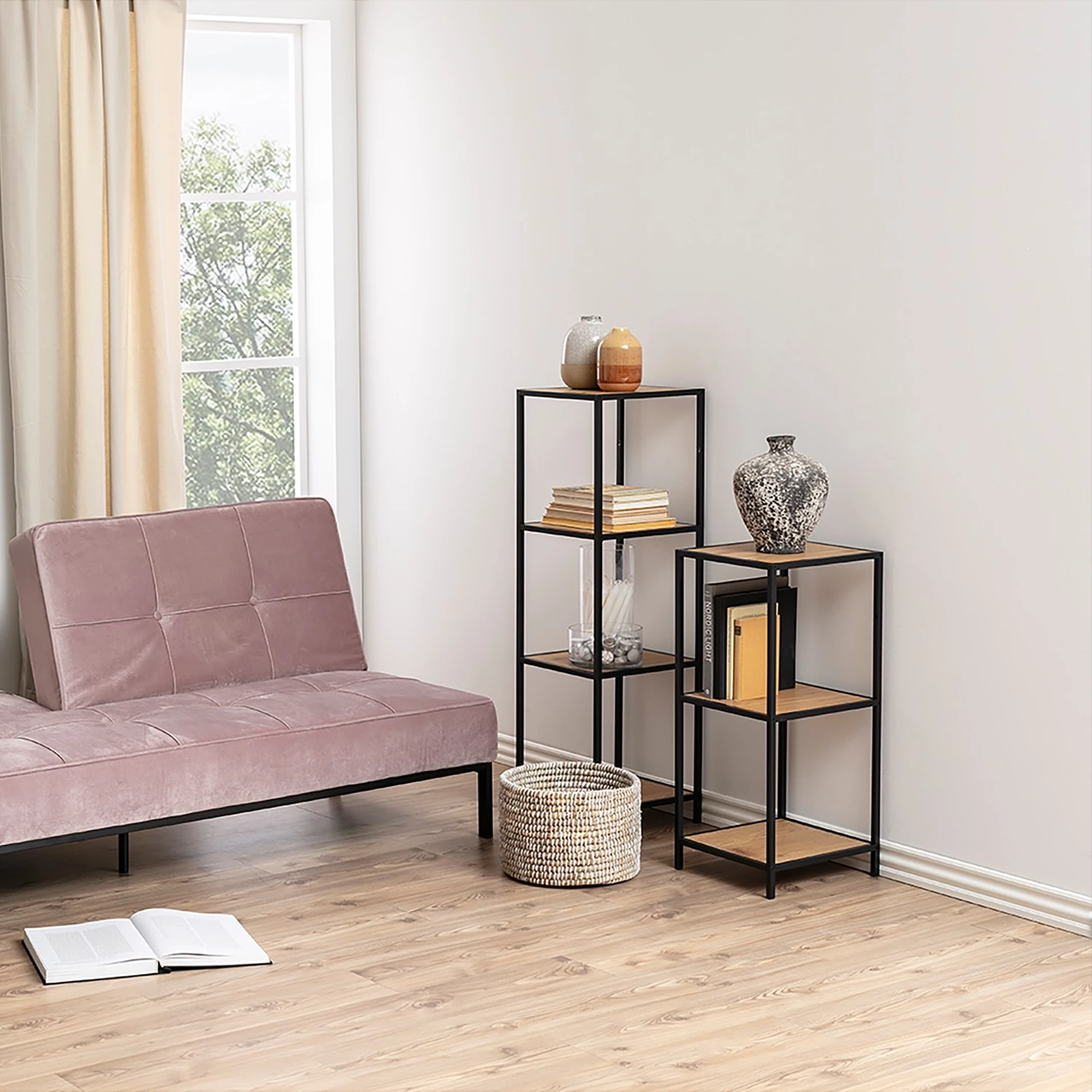 Red Living Étagère Coogee IX - Imitation chêne sauvage / Noir - Hauteur : 120 cm – Image 4