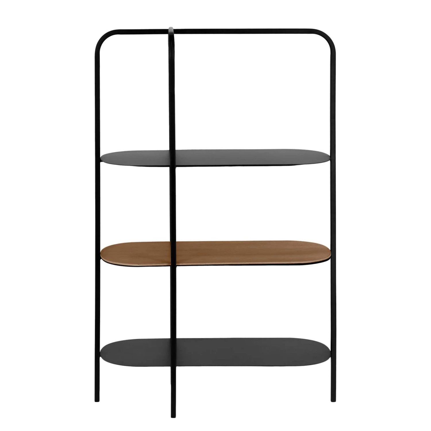 Red Living Étagère Laukaa - Acier / Placage en bois véritable - Noir / Noyer – Image 3