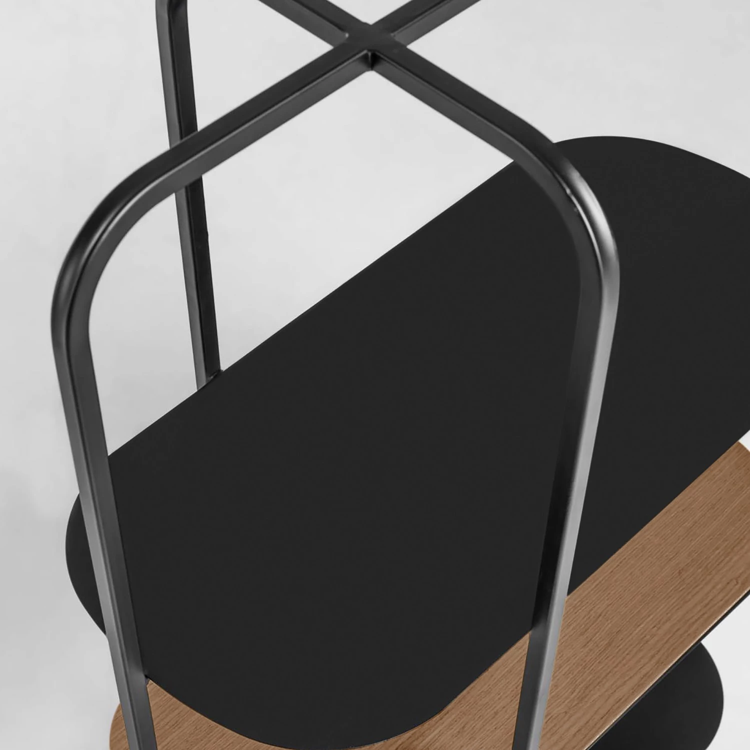 Red Living Étagère Laukaa - Acier / Placage en bois véritable - Noir / Noyer – Image 5