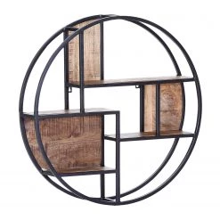 Red Living Étagère murale Daggett II - Manguier massif / Métal - Manguier / Noir