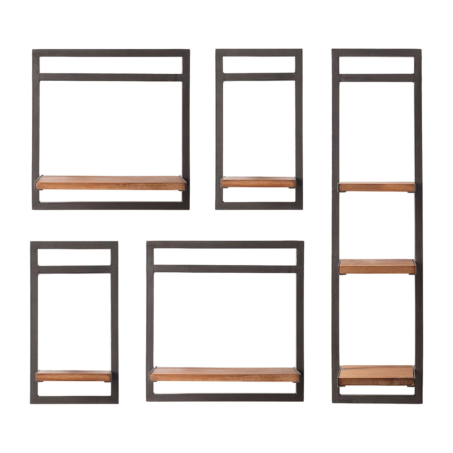 Ars manufacti Étagères murales Manchester III (5 él.) - Acacia massif / Métal - Acacia / Anthracite – Image 3