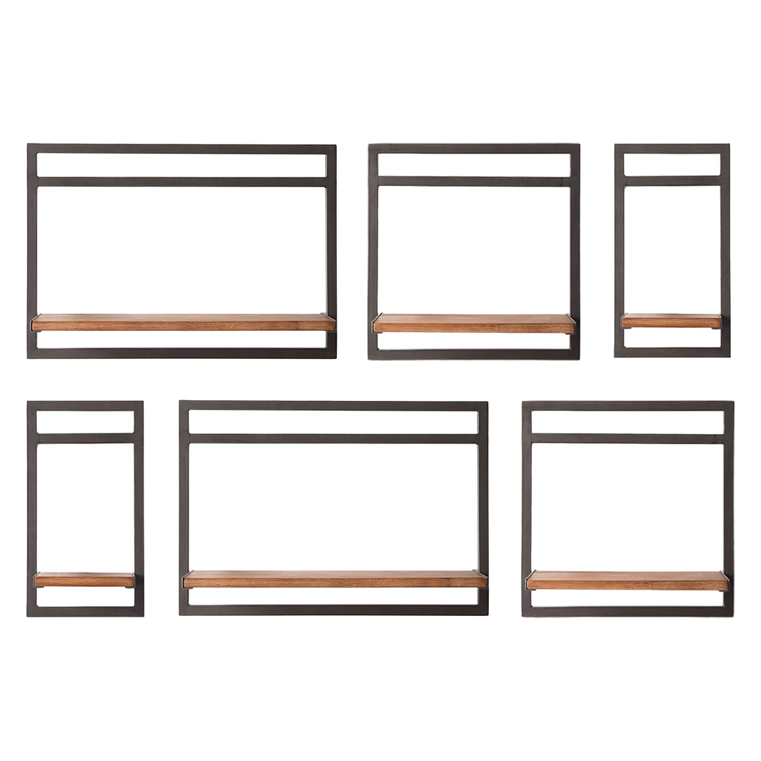 Ars manufacti Étagères murales Manchester IV (6 élém.) - Acacia massif / Métal - Acacia / Anthracite – Image 3