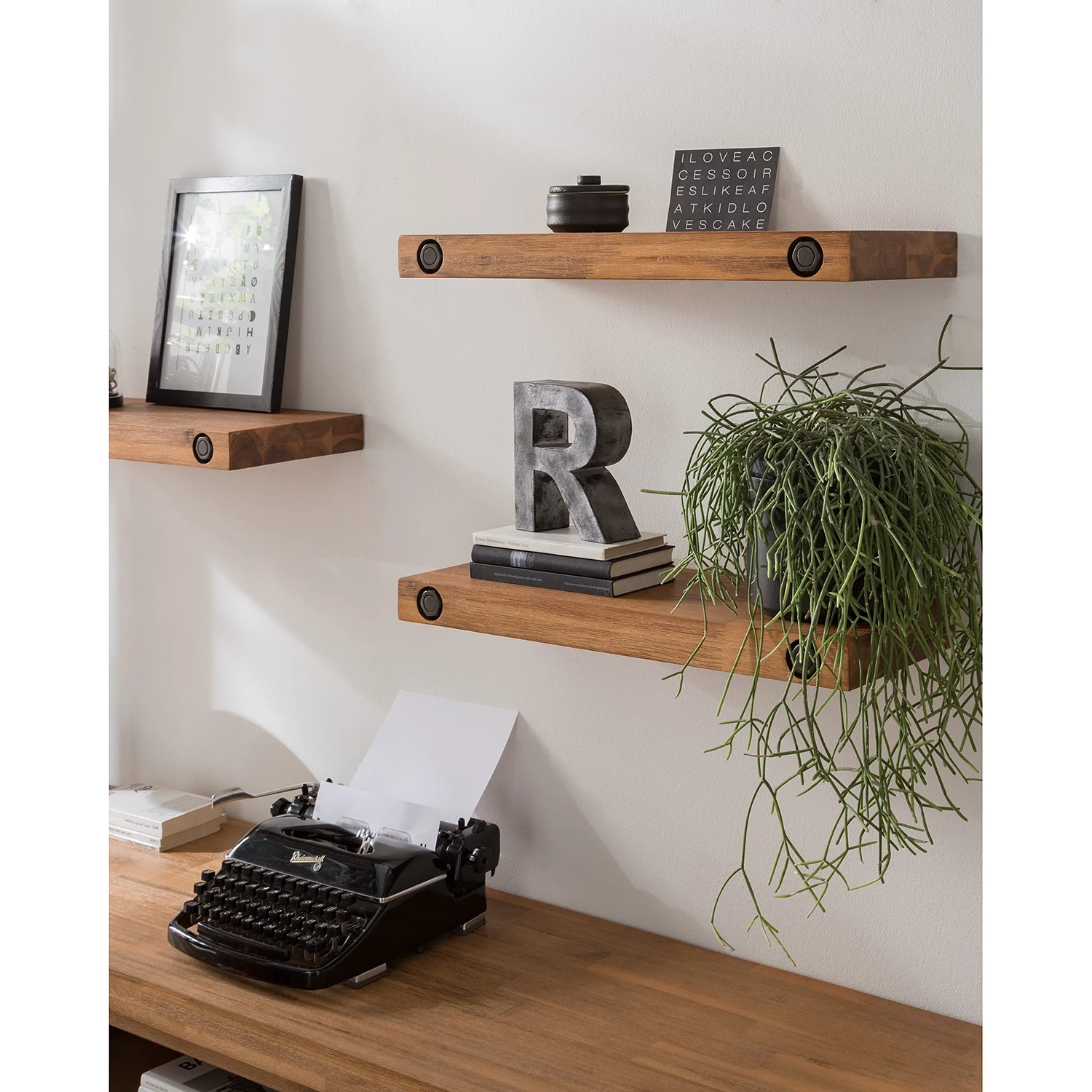 Ars manufacti Tablettes murales Manchester (lot de 3) - Acacia massif - Largeur : 90 cm – Image 3