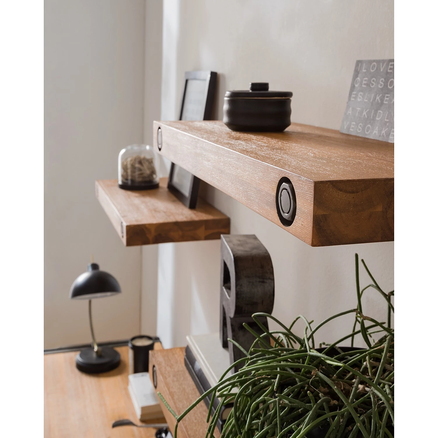 Ars manufacti Tablettes murales Manchester (lot de 3) - Acacia massif - Largeur : 90 cm – Image 4