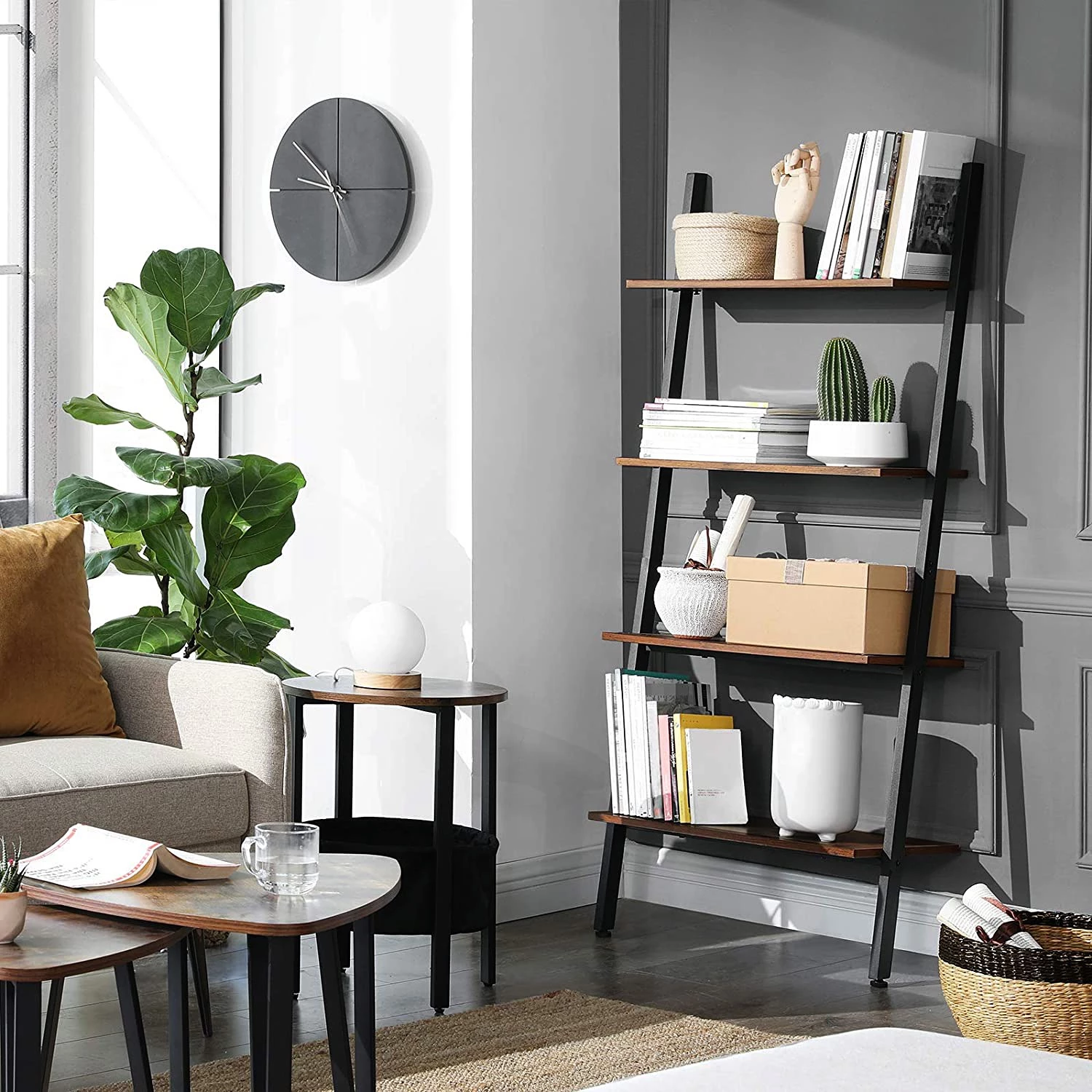 Red Living Étagère échelle Crosshill I - Marron / Noir – Image 5