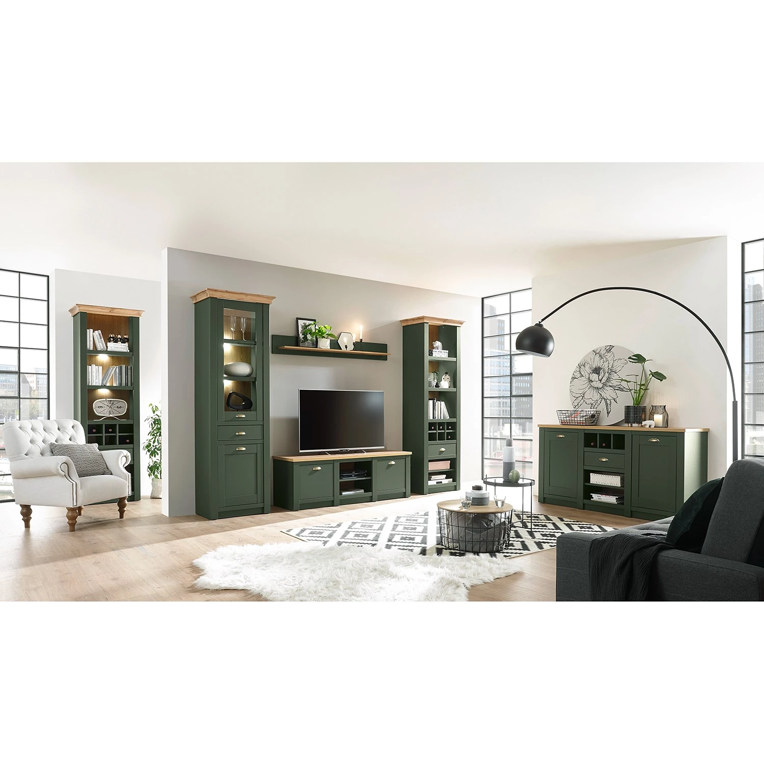 Norrwood Étagère Cardet I - Vert mousse / Imitation chêne de Wotan – Image 4