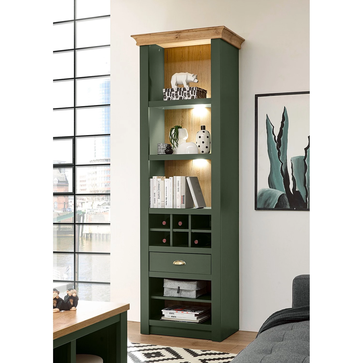 Norrwood Étagère Cardet I - Vert mousse / Imitation chêne de Wotan – Image 3