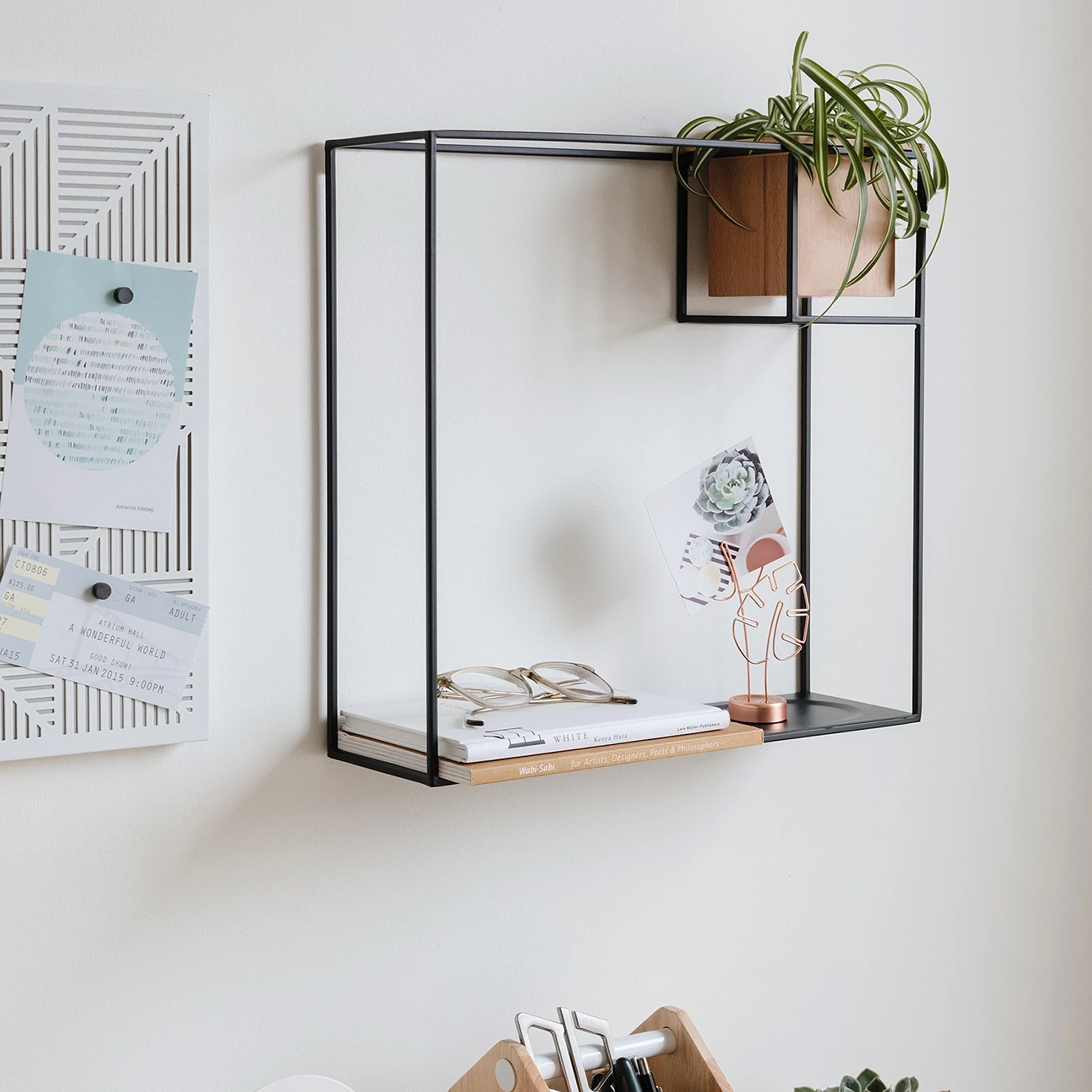 Umbra Étagère murale Cubist I - Métal / Hêtre massif - Noir / Hêtre – Image 5