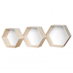 Naturoo Étagères murale Cusset I (Lot de 3) - Paulownia massif - Paulownia / Blanc