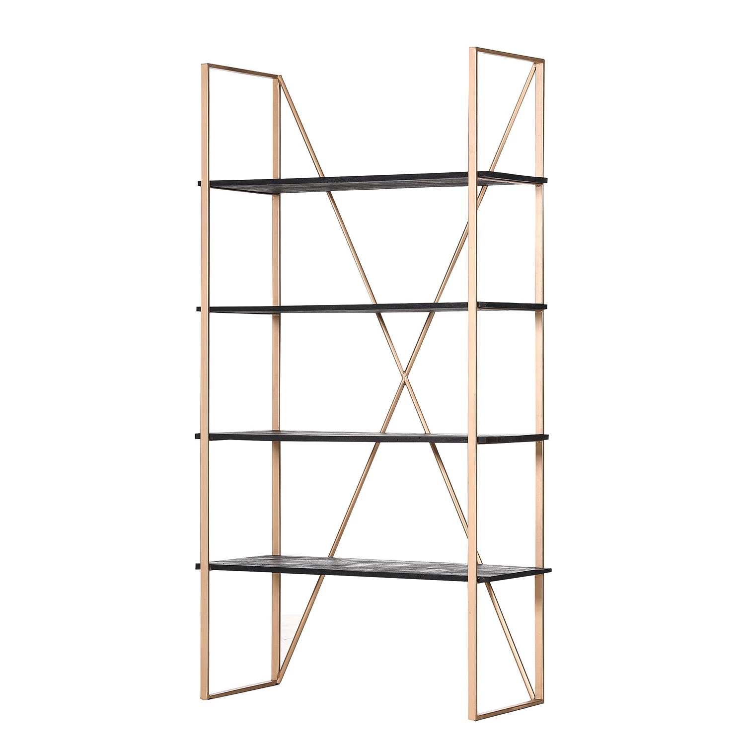 Red Living Étagère Oissel I - Acacia massif / Métal - Acacia noir / Doré