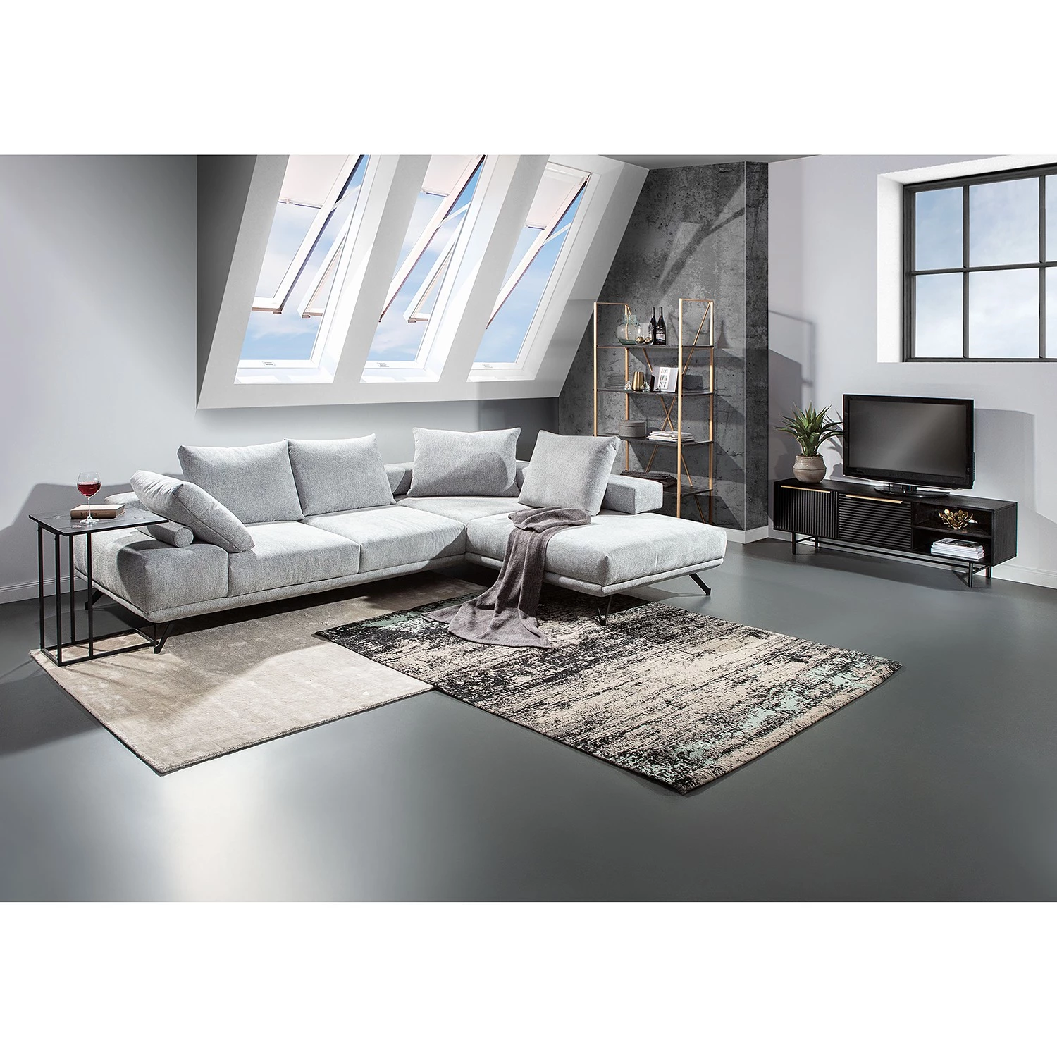 Red Living Étagère Oissel I - Acacia massif / Métal - Acacia noir / Doré – Image 2