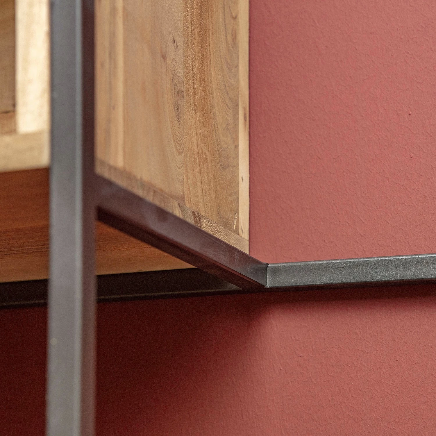 Red Living Étagère murale Fenay - Acacia massif / Métal - Acacia / Noir – Image 9