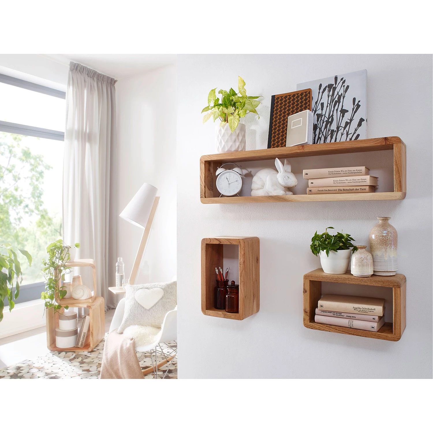 Naturoo Étagères murales Maulaix (lot de 3) - Acacia massif – Image 2
