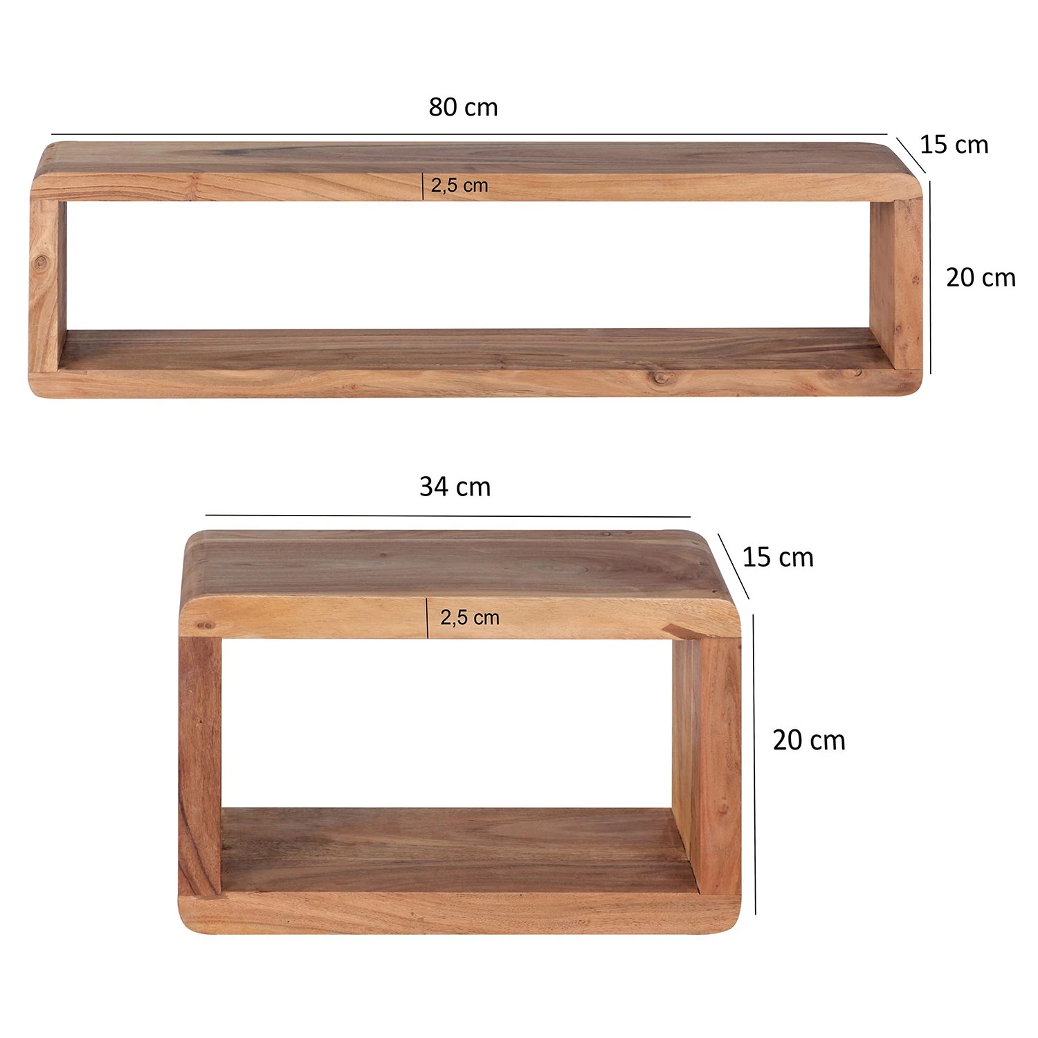 Naturoo Étagères murales Maulaix (lot de 3) - Acacia massif – Image 5