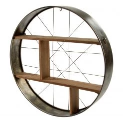 Ridgevalley Étagère murale Coch - Bois manufacturé / Eucalyptus massif - Imitation chêne / Cuivre