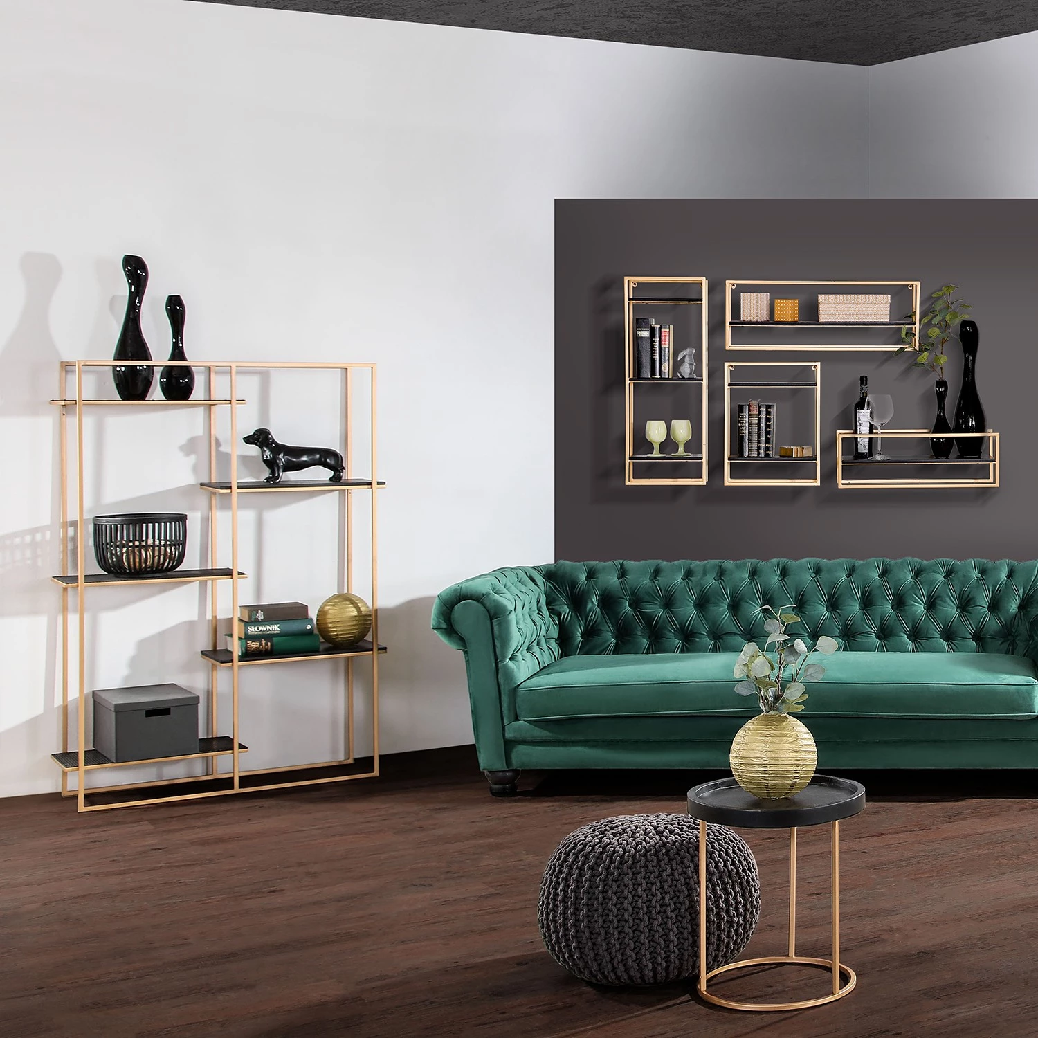 Red Living Étagère Sonso - Métal - Noir / Doré – Image 2