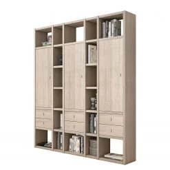 Loftscape Bibliothèque Emporior X - Blanc crème - Imitation chêne de Sonoma - Largeur : 190 cm