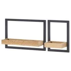 Red Living Étagères murales Marcoola - Métal / Placage en bois véritable - Noir / Chêne à nœuds