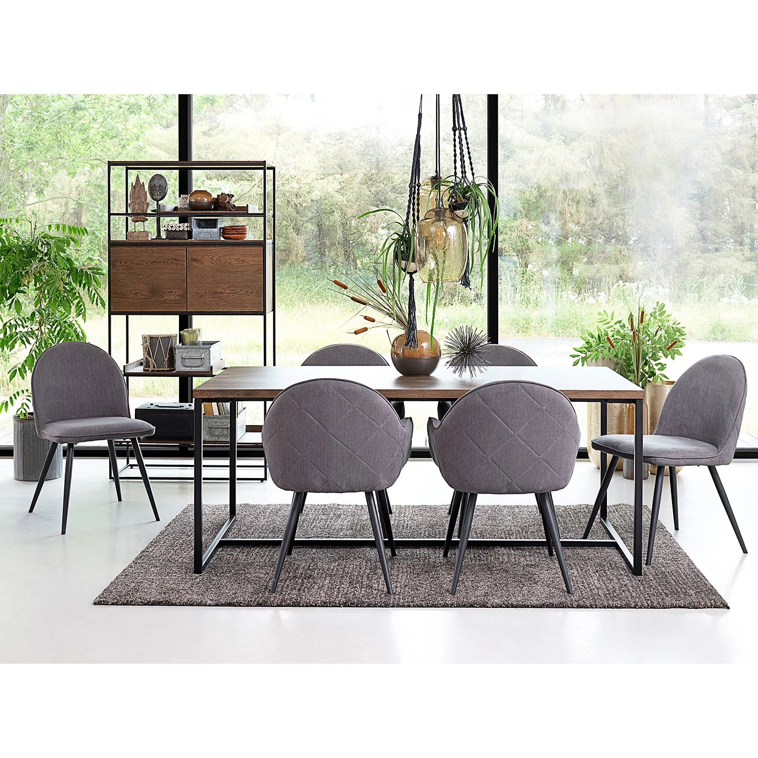 Red Living Étagère Ratho - Placage en bois véritable / Métal - Chêne fumé / Noir – Image 3