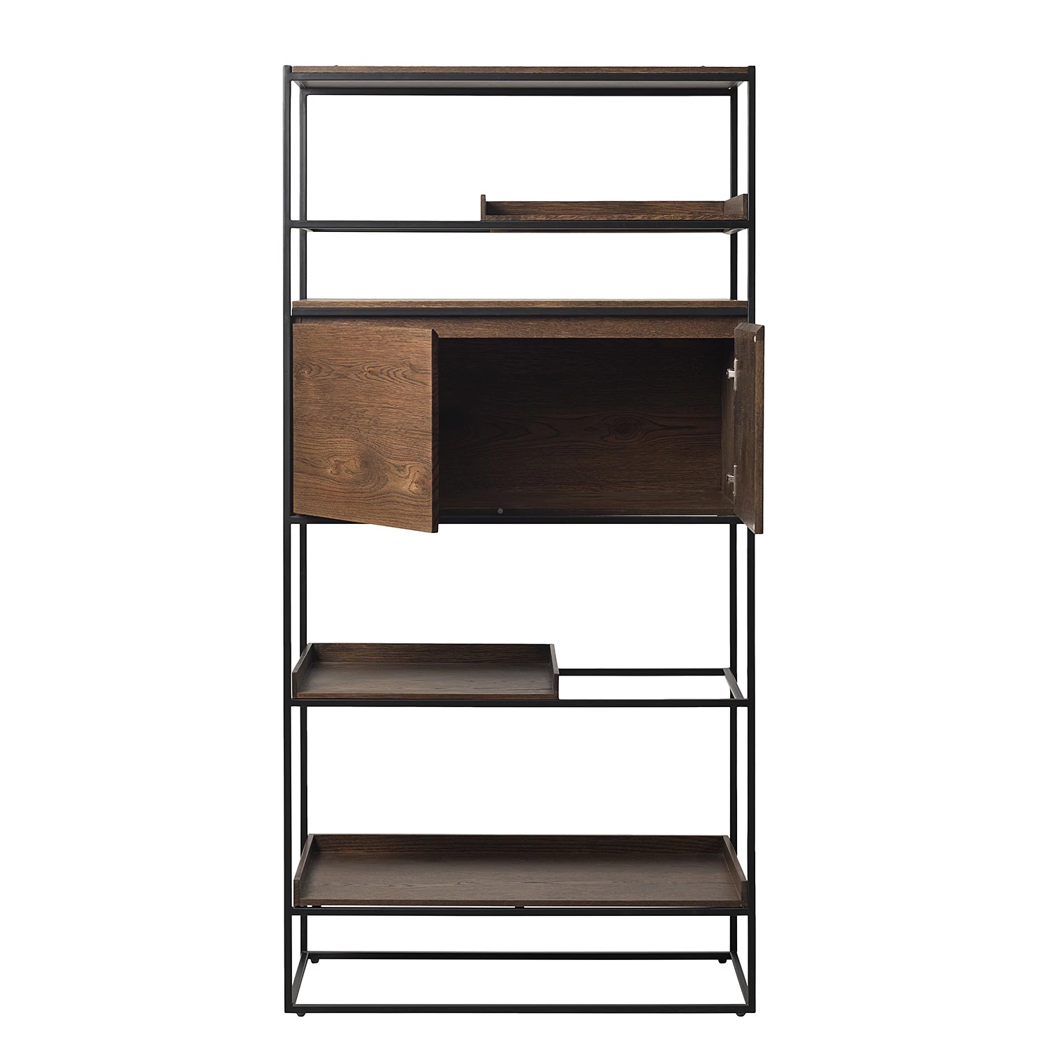 Red Living Étagère Ratho - Placage en bois véritable / Métal - Chêne fumé / Noir – Image 4