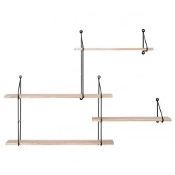 Red Living Étagère murale Hanno - Paulownia massif / Métal - Paulownia / Noir