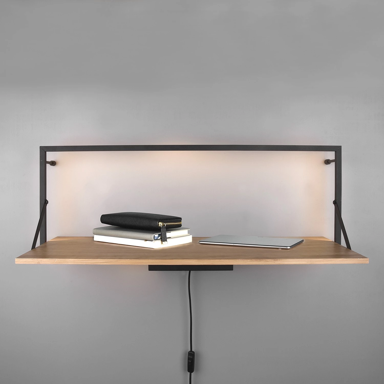 Red Living Étagère murale Legno I - Eucalyptus massif / Métal - Eucalyptus / Noir - Largeur : 90 cm – Image 4