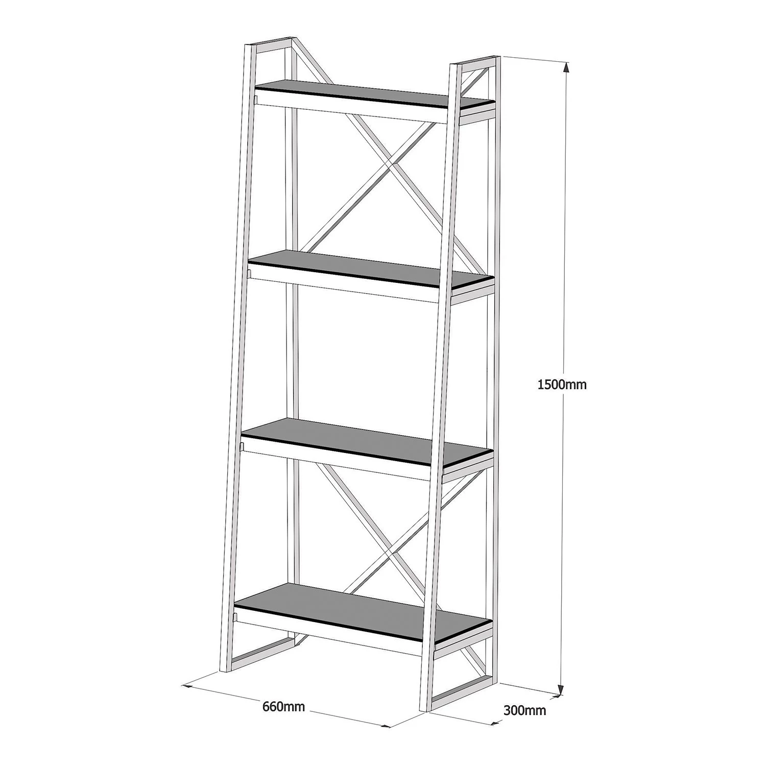 Red Living Étagère Wilga - Pin massif / Métal - Pin / Noir – Image 4