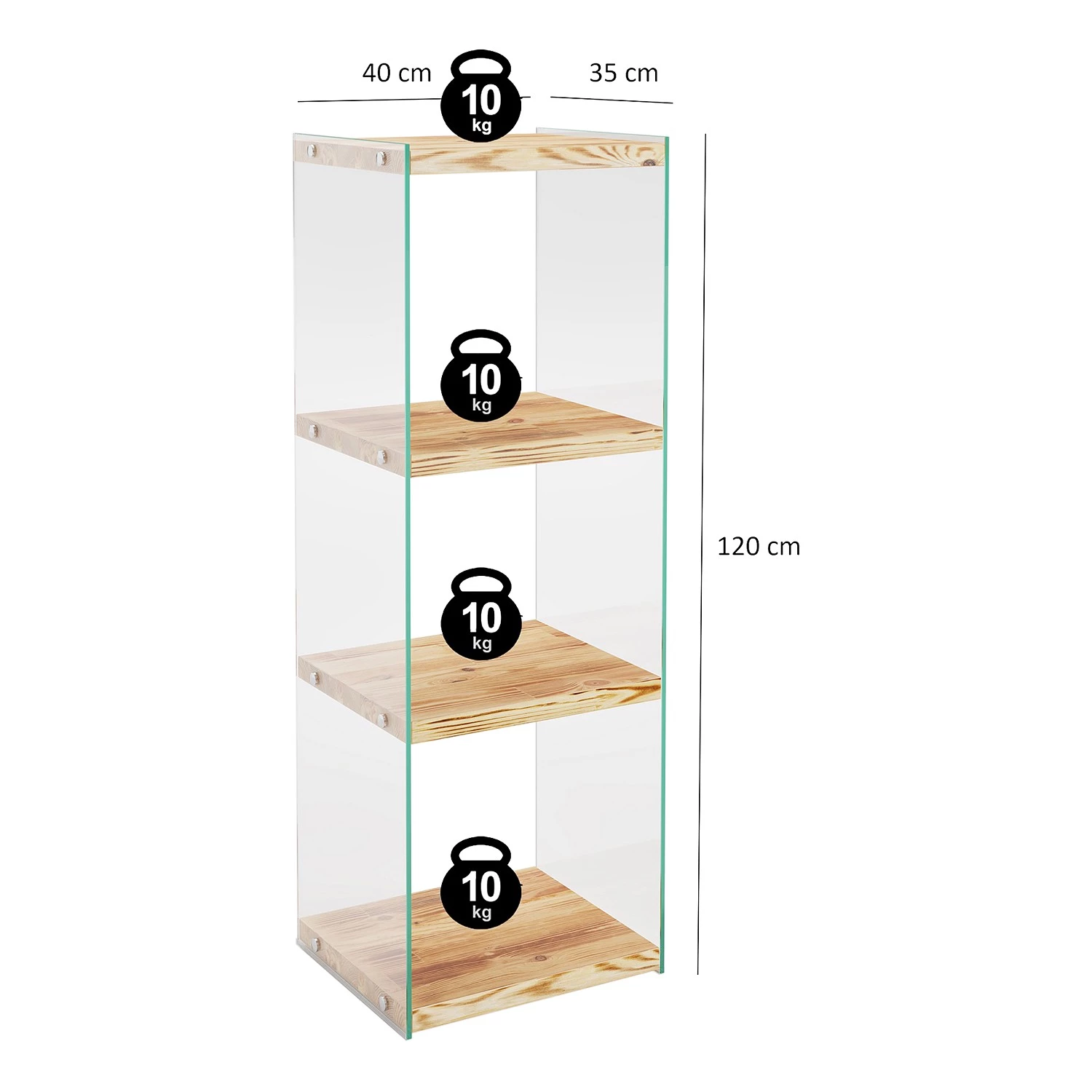 Loftscape Étagère Rodgau - Verre / Pin massif - Pin - Hauteur : 120 cm – Image 6
