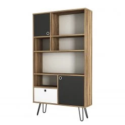 Loftscape Étagère Kerrang - Imitation noyer / Anthracite / Blanc