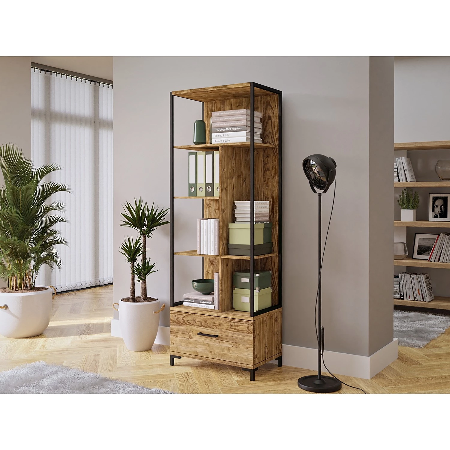 Red Living Étagère de bureau Roslin - Imitation chêne Artisan – Image 2