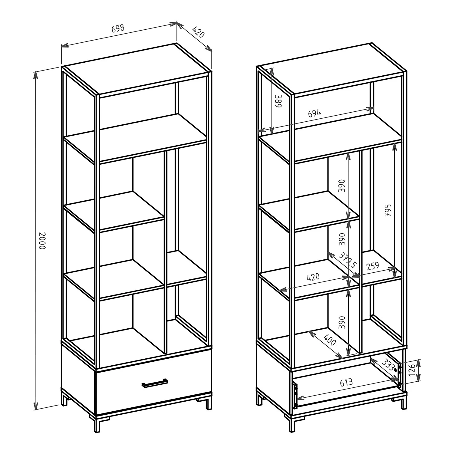 Red Living Étagère de bureau Roslin - Imitation chêne Artisan – Image 4