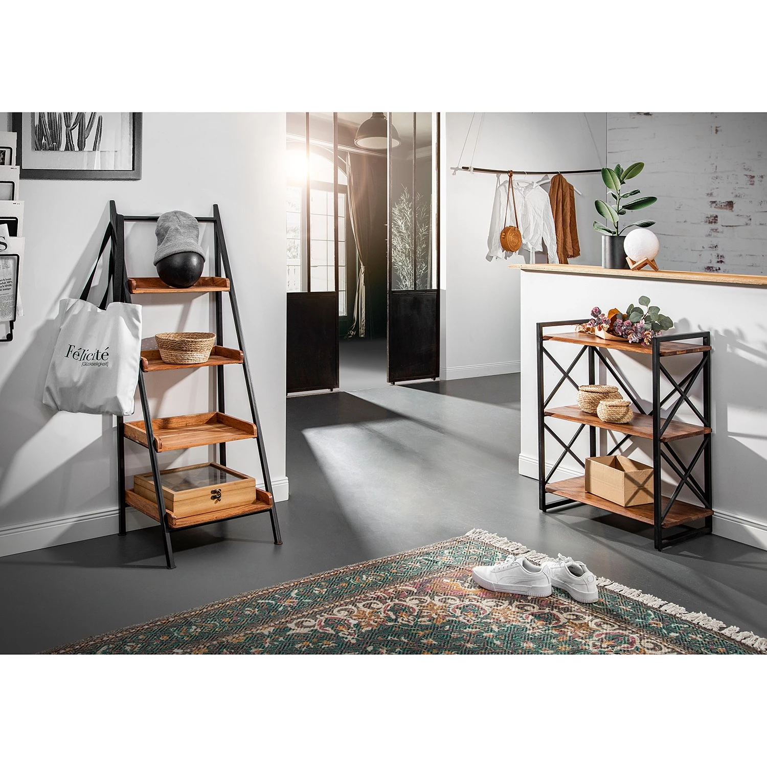 Red Living Étagère Ugo II - Manguier massif / Métal - Manguier / Noir – Image 3