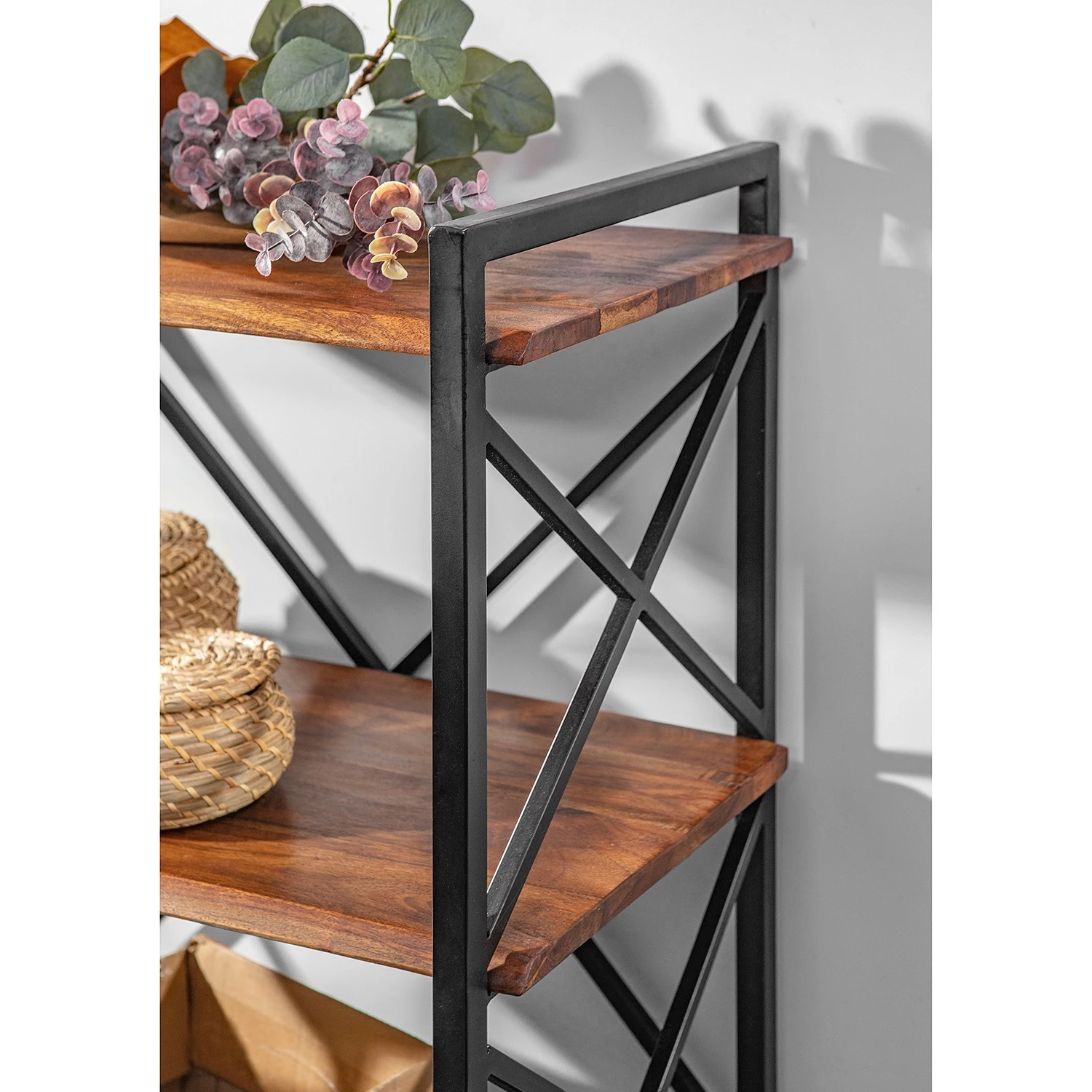 Red Living Étagère Ugo II - Manguier massif / Métal - Manguier / Noir – Image 9